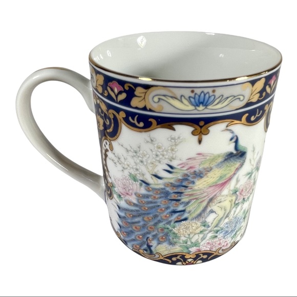 Other - Beautiful Peacock Coffee Mug with Gold Trim.